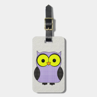 Étiquette À Bagage Plaid et hibou V2 de point de polka