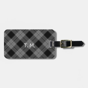 Étiquette À Bagage Plaid noir et blanc