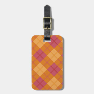 Étiquette À Bagage Plaid polarisé dans l'orange et le rose