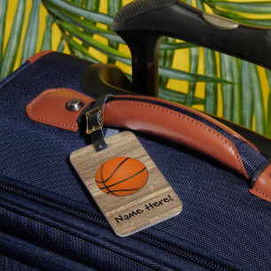 Étiquette À Bagage Plancher en bois de basket-ball personnalisé