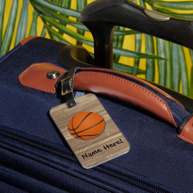 Étiquette À Bagage Plancher en bois de basket-ball personnalisé (Insitu Rectoal 1)