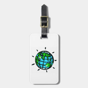 Étiquette À Bagage Planète TERRE - Conservation - Écologie - Blanc