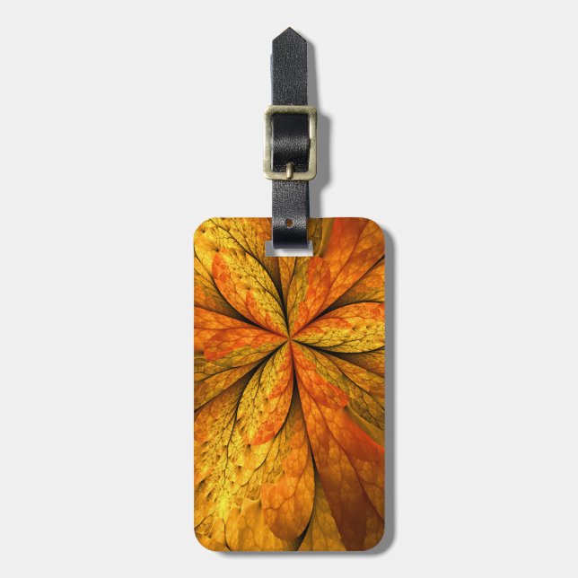 Étiquette À Bagage Plante d'automne, Abstrait moderne Fractal Art Lea (Devant Vertical)