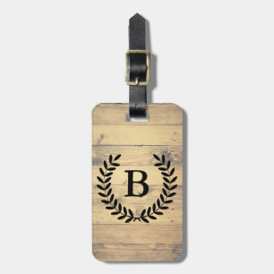 Étiquette À Bagage Plaques en bois rustique Laurelles noirs et lettre