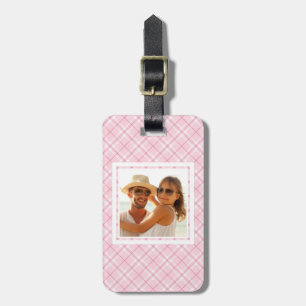 Étiquette À Bagage Plat rose pâle photo personnalisé