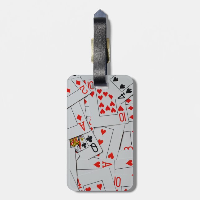 Étiquette À Bagage Plateau De Motif De Cartes De Jeu Éparpillées, (Dos Vertical)