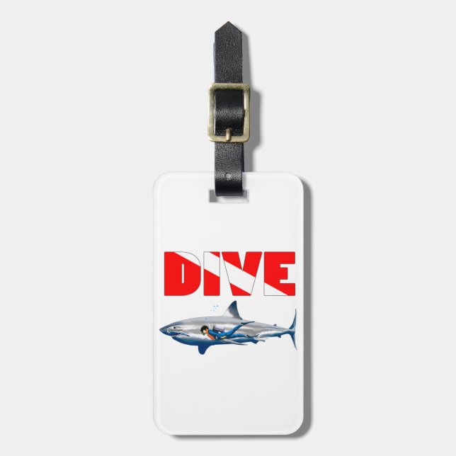 Étiquette À Bagage Plongée aux requins (Devant Vertical)