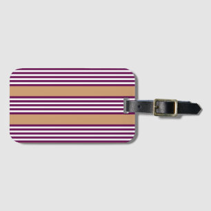 Étiquette À Bagage Plum et blanc cinq bandes motif avec bronzage
