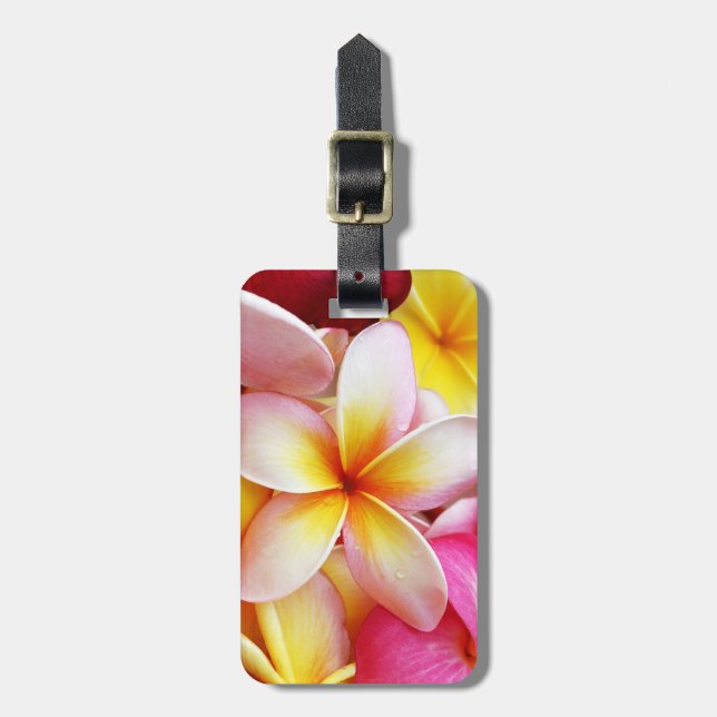 Étiquette À Bagage Plumeria violette rose Frangipani Fleurs (Devant Vertical)