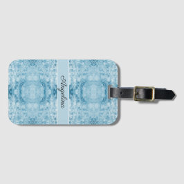 Étiquette À Bagage Plumes bleues et blanches, personnalisables