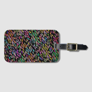 Étiquette À Bagage Plumes Feuilles colorées Motif d'aquarelle