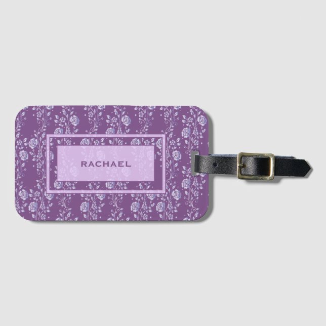 Étiquette À Bagage Plutôt violet et floral Lilac Personnalisé (Devant Horizontal)