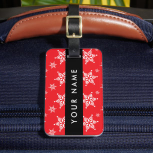 Étiquette À Bagage Pneus blancs, Rouge, Votre nom, Personnaliser