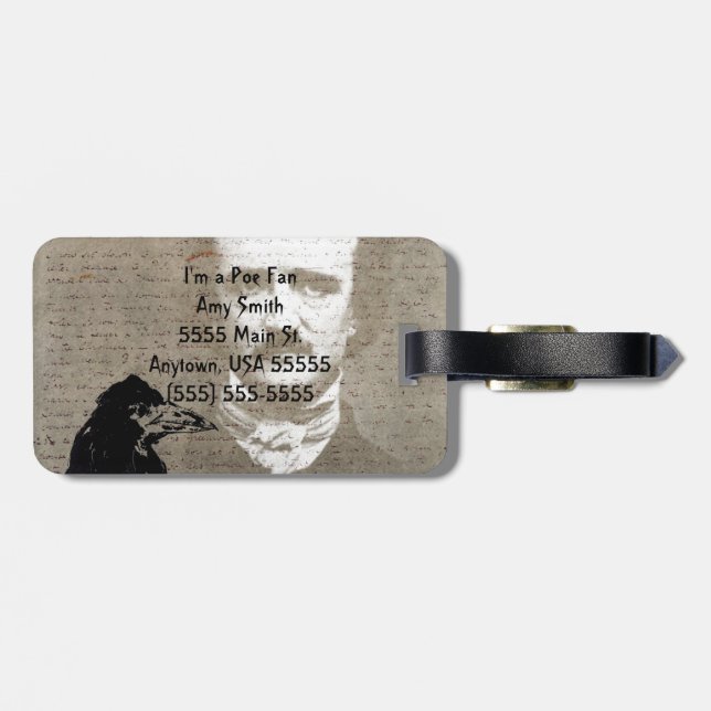 Étiquette À Bagage Poe Et L'Art numérique Raven Grunge (Dos horizontal)