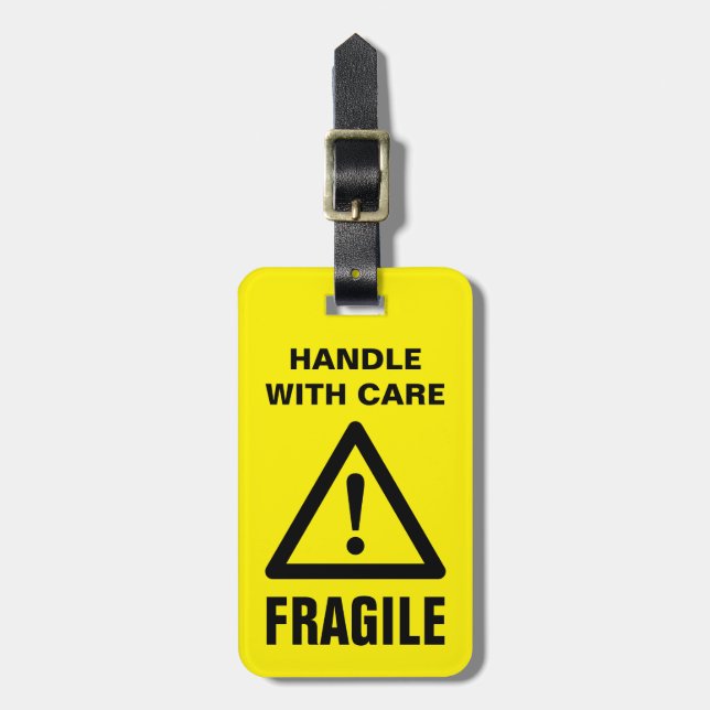 Étiquette À Bagage Poignée fragile avec précaution symbole de prudenc (Devant Vertical)