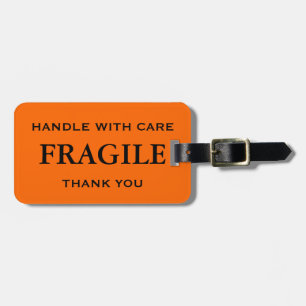 Étiquette À Bagage Poignée Noir Fragile Manipulez avec soin Merci