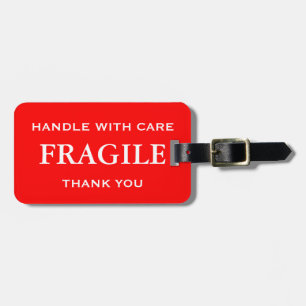 Étiquette À Bagage Poignée rouge blanche fragile avec Merci de soins