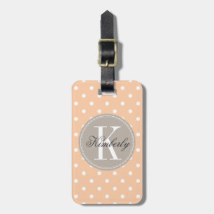 Étiquette À Bagage Point de polka de pêche avec le monogramme de