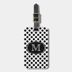 Étiquette À Bagage Point Polka noir et blanc