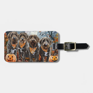 Étiquette À Bagage Pointeur à poils durs Griffon Halloween Éffrayant