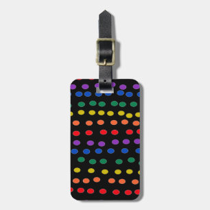 Étiquette À Bagage Points Rainbow Candy sur noir
