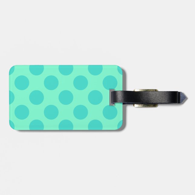 Étiquette À Bagage Pois aquamarins et turquoise (Dos horizontal)
