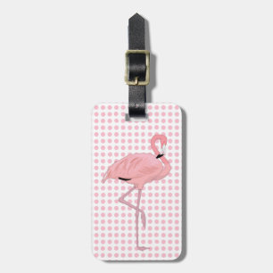 Étiquette À Bagage Pois assez rose et coutume de Flamant rose
