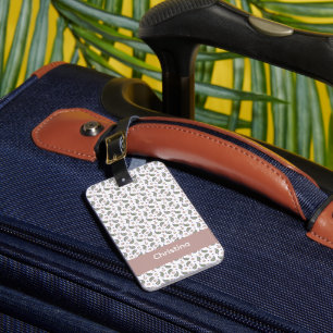 Étiquette À Bagage Pois Fleurs Paisley Paisley Rose violet Personnali