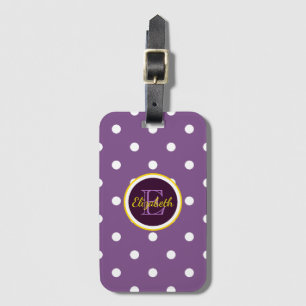 Étiquette À Bagage Pois mignons violets Monogrammes