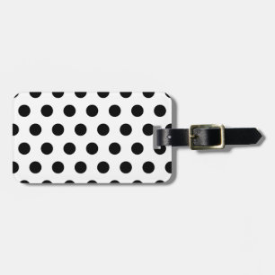 Étiquette À Bagage Pois noirs et blancs personnalisés