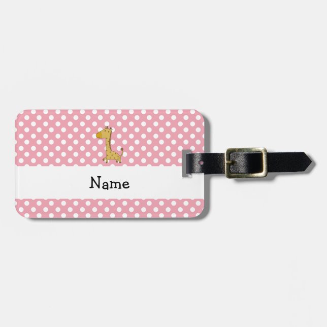 Étiquette À Bagage Pois nommé personnalisé de rose de girafe (Devant horizontal)