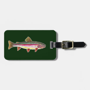 Étiquette À Bagage Poisson de truite arc-en-ciel, pêcheur