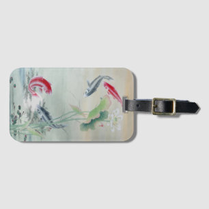 Étiquette À Bagage Poisson Koi avec Lotus