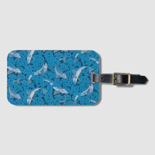 Étiquette À Bagage Poisson Nage d'algues Coral Bleu Vintage Classique