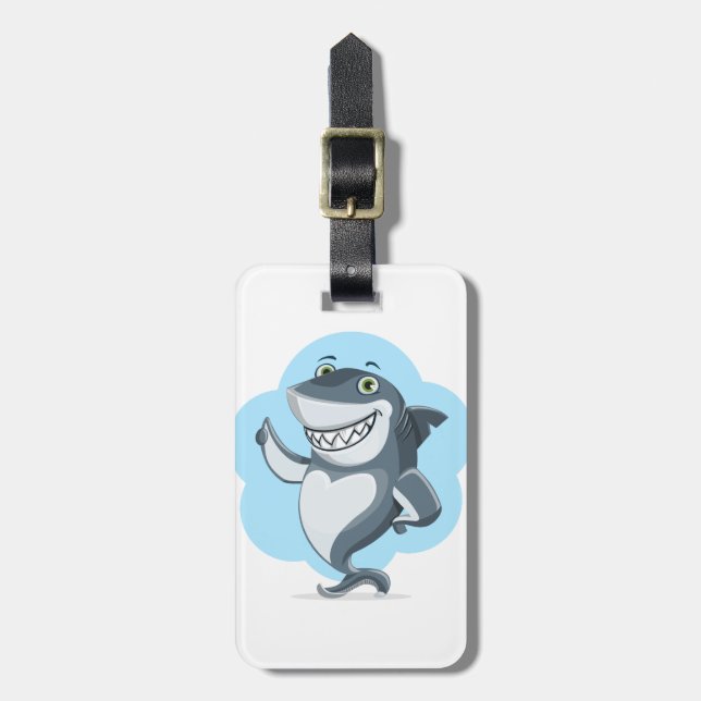 Étiquette À Bagage Poisson Requin Se Baigner Accueil Personnaliser De (Devant Vertical)