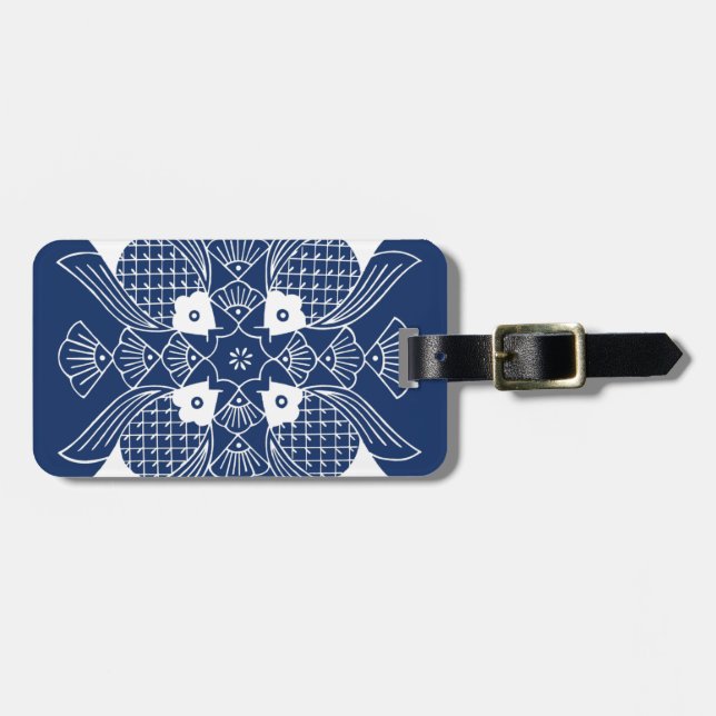 Étiquette À Bagage Poisson sous-marin avec Arrière - plan bleu (Devant horizontal)