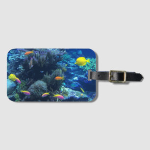 Étiquette À Bagage Poisson Tropical Jaune Photo Sous L'Eau