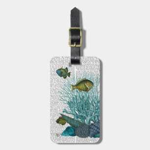Étiquette À Bagage Poissons Bleus Coques et Coraux