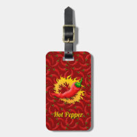 Poivre avec étiquette de bagage en flamme