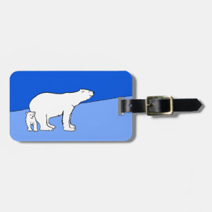 Étiquette À Bagage Polar Bear Mom and Cub Peinture - Wildlife Art