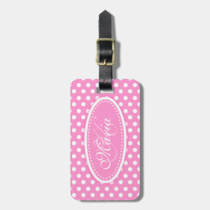 Étiquette À Bagage Polka dot motif nommé bagage tag