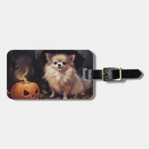 Étiquette À Bagage Pomeranian Citrouilles Halloween Épouvantable
