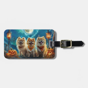Étiquette À Bagage Pomeranian Halloween Épouvantable