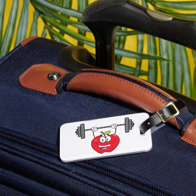 Étiquette À Bagage Pomme Poids de levage Fitness Caractère de fruits (Créateur téléchargé)