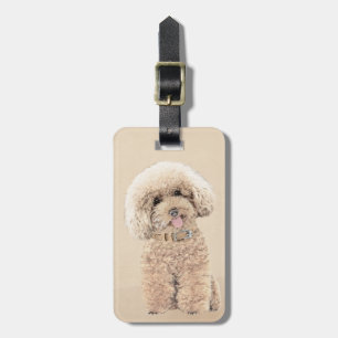 Étiquette À Bagage Poodle Miniature Toy Apricot Crème Chien Brown Art