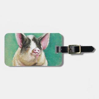 Étiquette À Bagage porc heureux dans la peinture animale en pastel