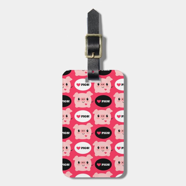 Étiquette À Bagage Porcs d'amour de Kawaii I (Devant Vertical)