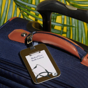 Étiquette À Bagage Porte - bloc Médicale Brown avec Stethoscope