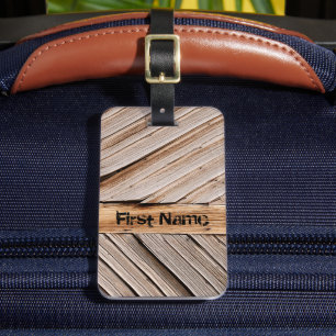 Étiquette À Bagage Porte en bois rustique personnalisée