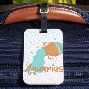 Étiquette À Bagage Porteur d'eau Aquarius moderne Zodiac